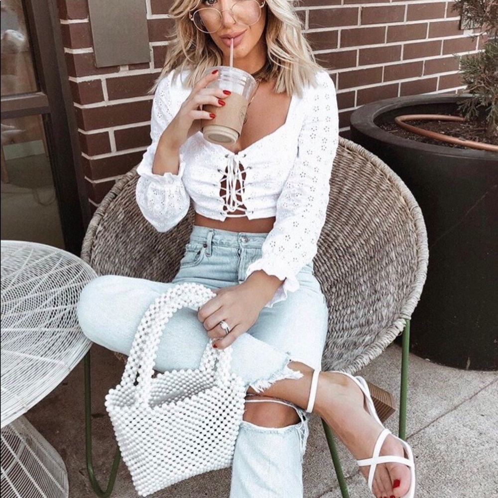 Eyelet Lace Up Crop Top